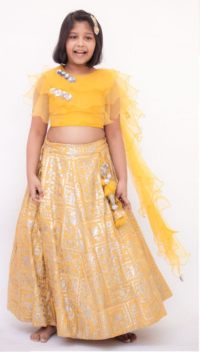 Studio Shringaar Women Green Solid Full Flare Double Ghera Lehenga Skirt -  Absolutely Desi